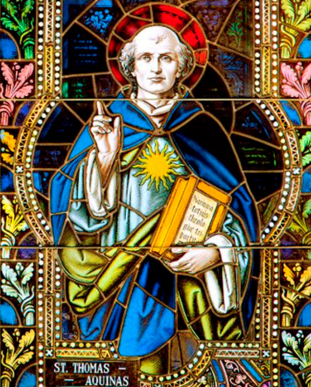 Vitral con imagen de Santo Tomas de Aquino sin informacion